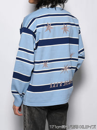 WIDE BORDER KNIT SH -LIGHT BLUE-