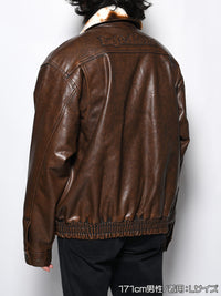 FAKE LEATHER JKT -BROWN-