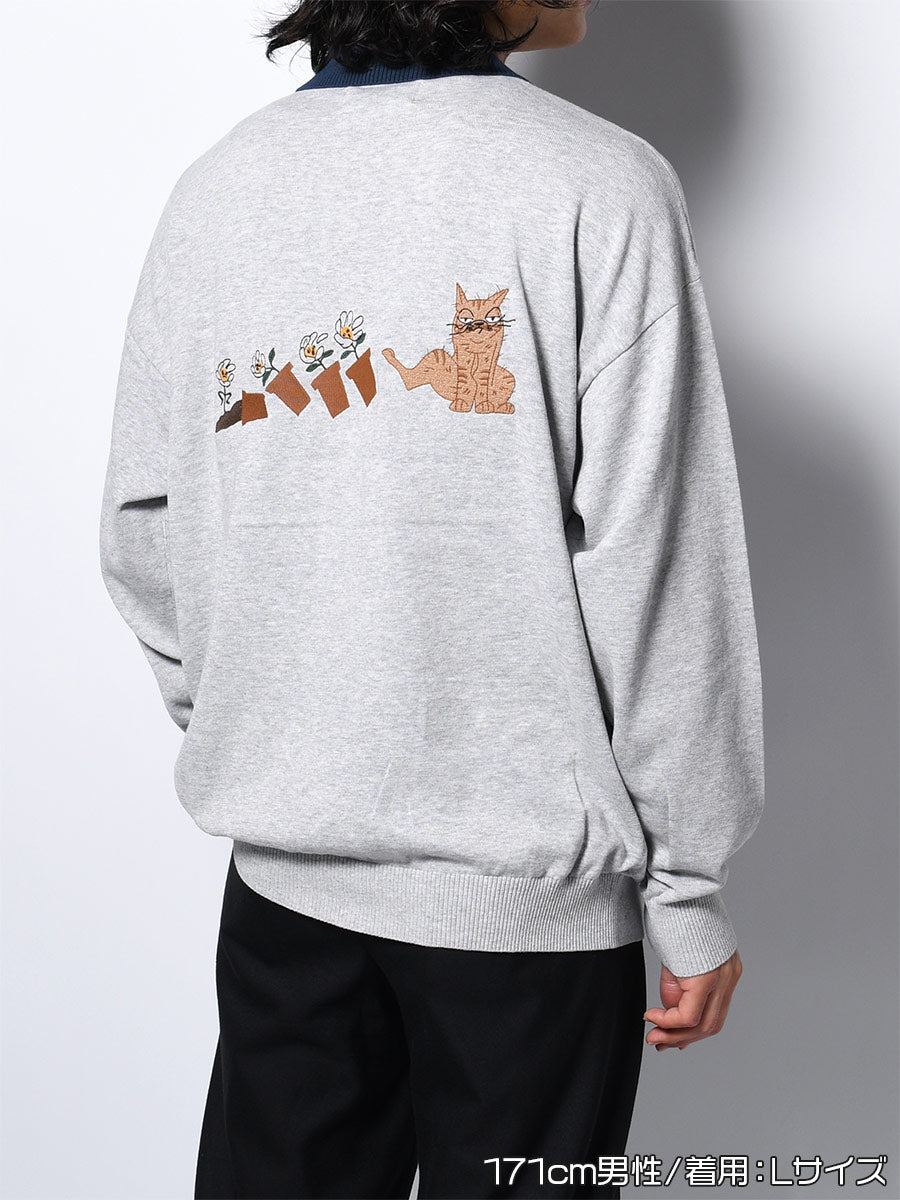 KNIT POLO -GREY-
