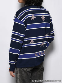 WIDE BORDER KNIT SH -NAVY-