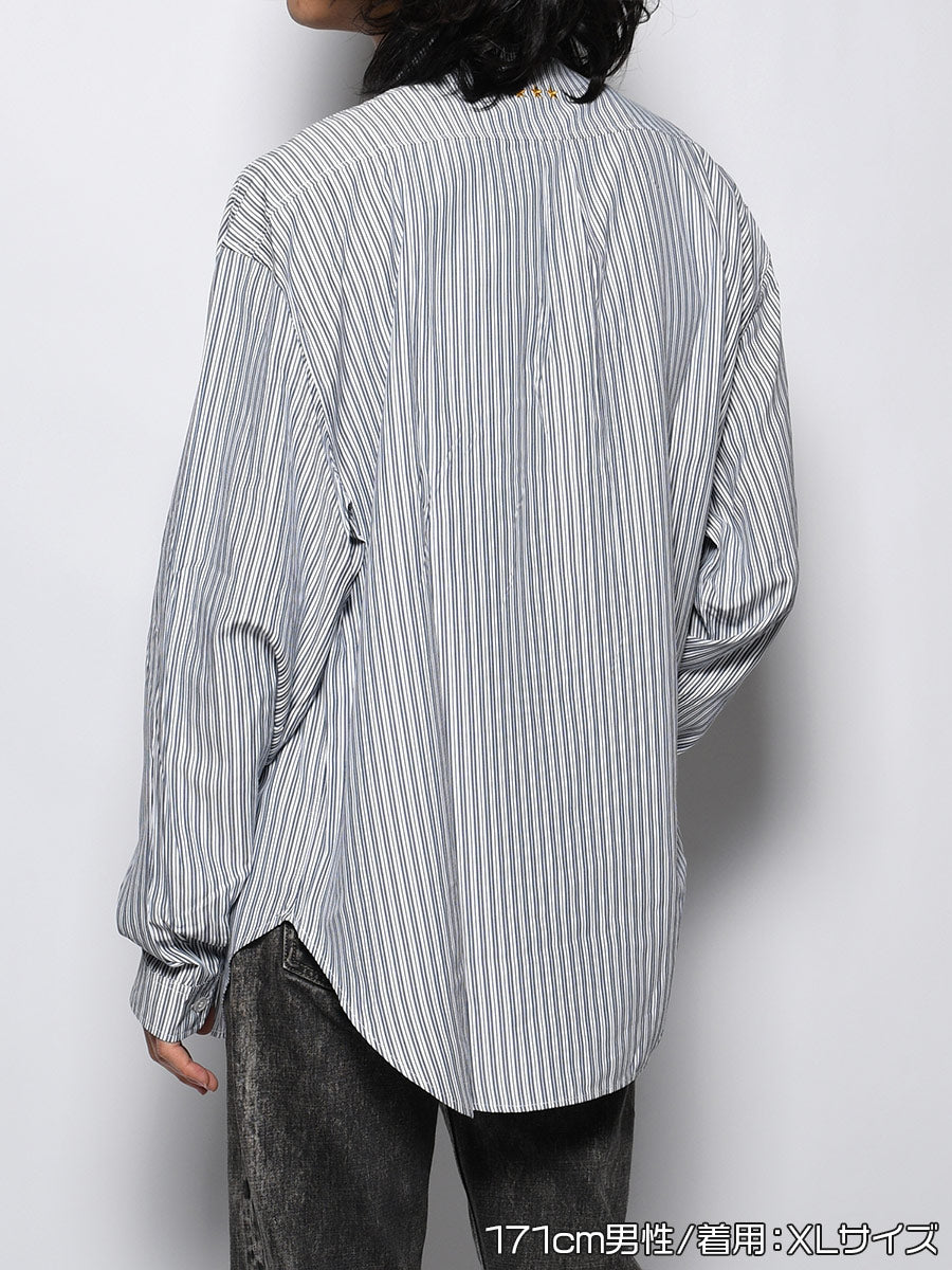 TIE STRIPE LS SHIRT -NAVY-