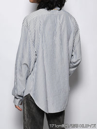 TIE STRIPE LS SHIRT -NAVY-