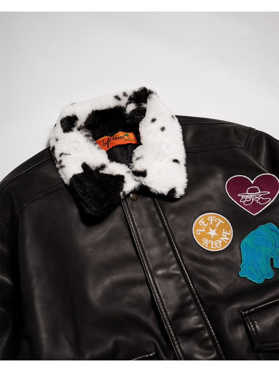 FAKE LEATHER JKT -BLACK-