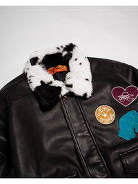 FAKE LEATHER JKT -BLACK-