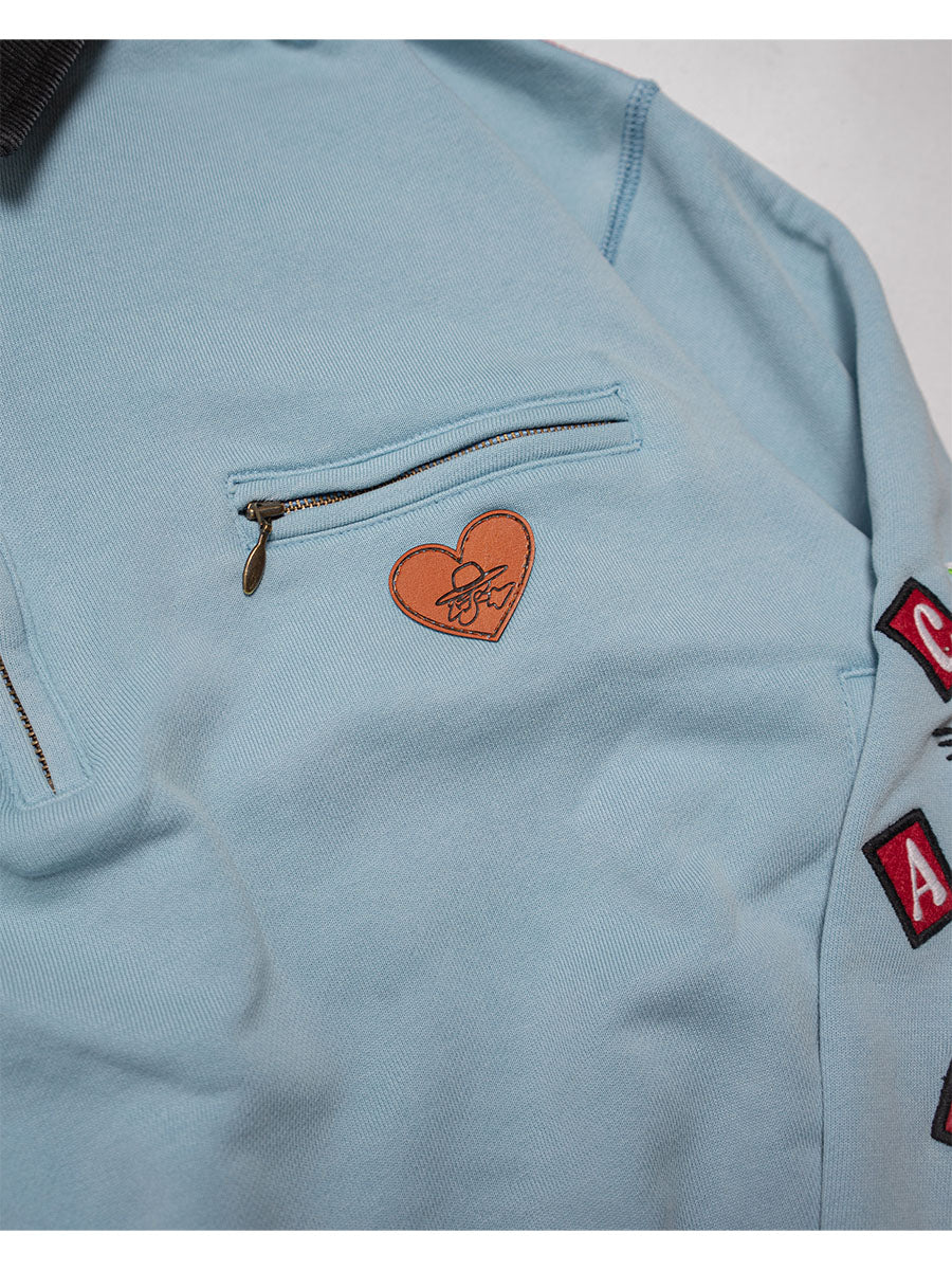 HALF ZIP SWEAT -LIGHT BLUE-