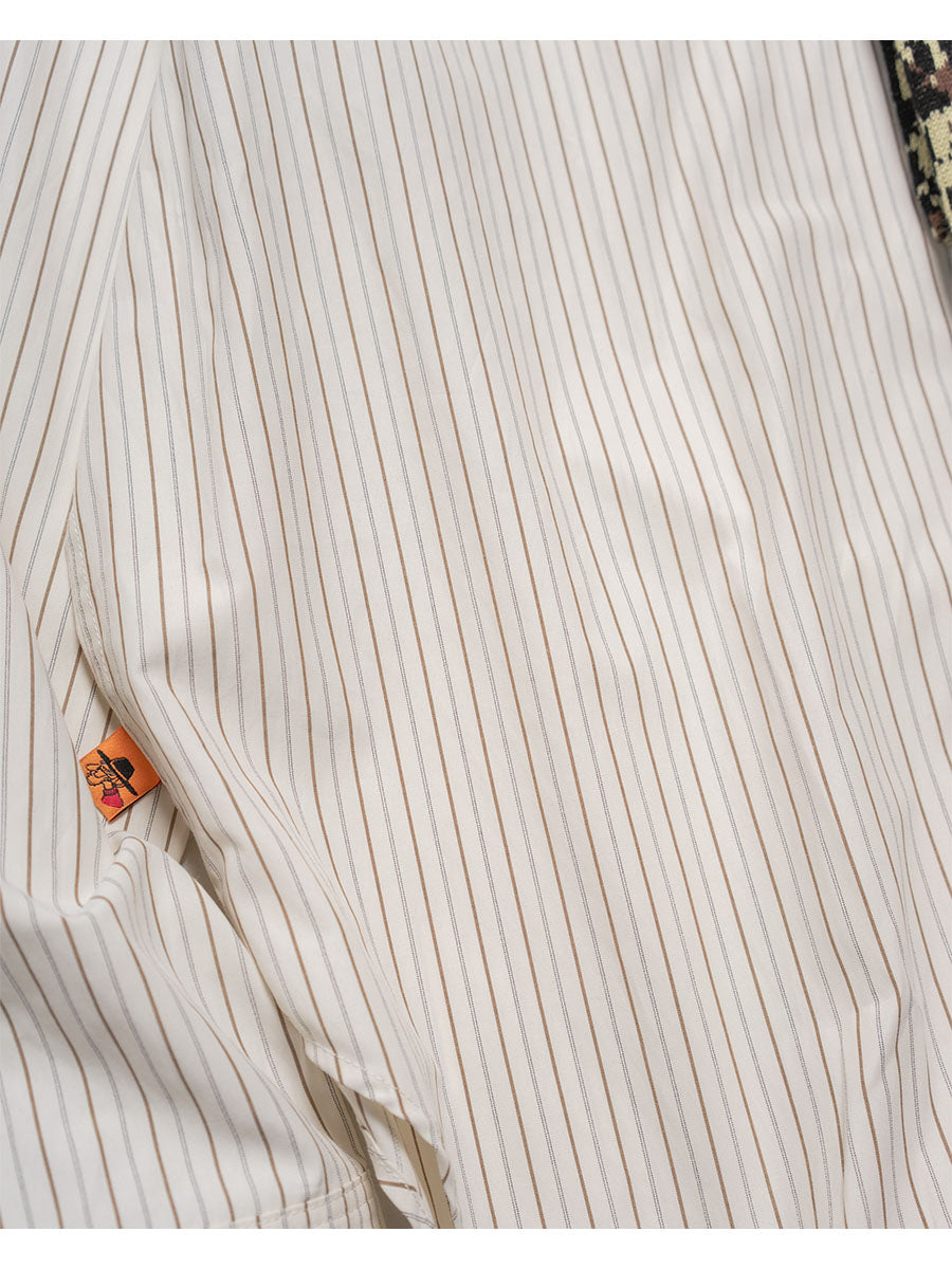 KNIT TIE LS SHIRT -STRIPE(IVORY)-