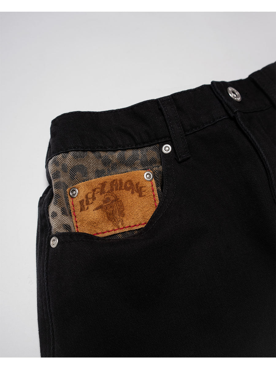 LEOPARD PAINT PANTS -BLACK-