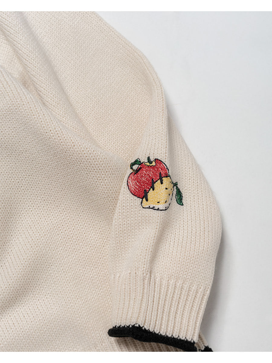 HENLEY STITCH KNIT -IVORY-