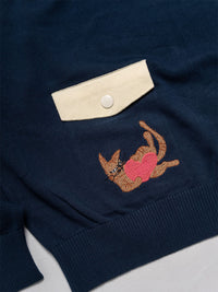 KNIT POLO -NAVY-