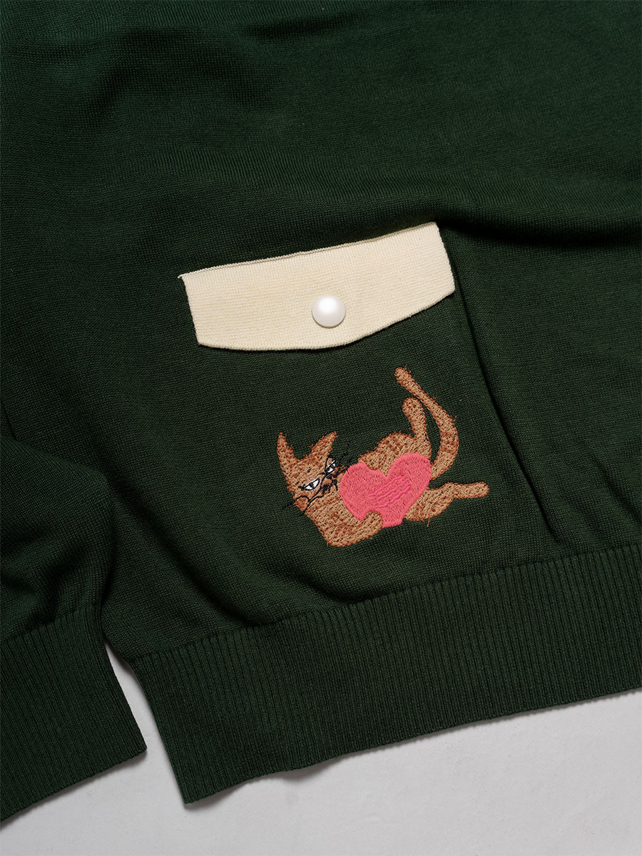 KNIT POLO -GREEN-