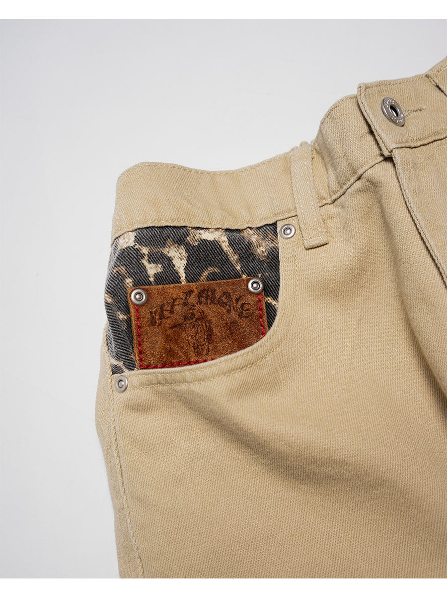 LEOPARD PAINT PANTS -BEIGE-