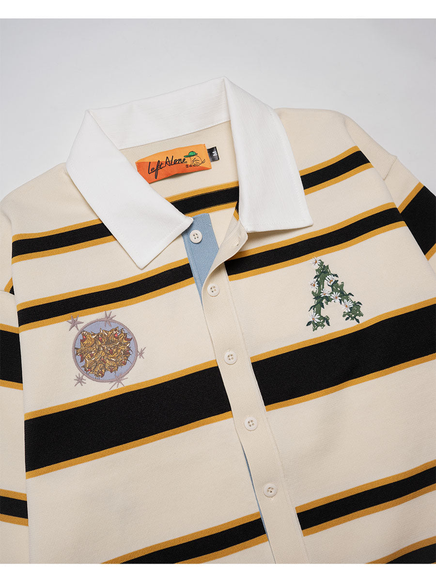 WIDE BORDER KNIT SH -IVORY-