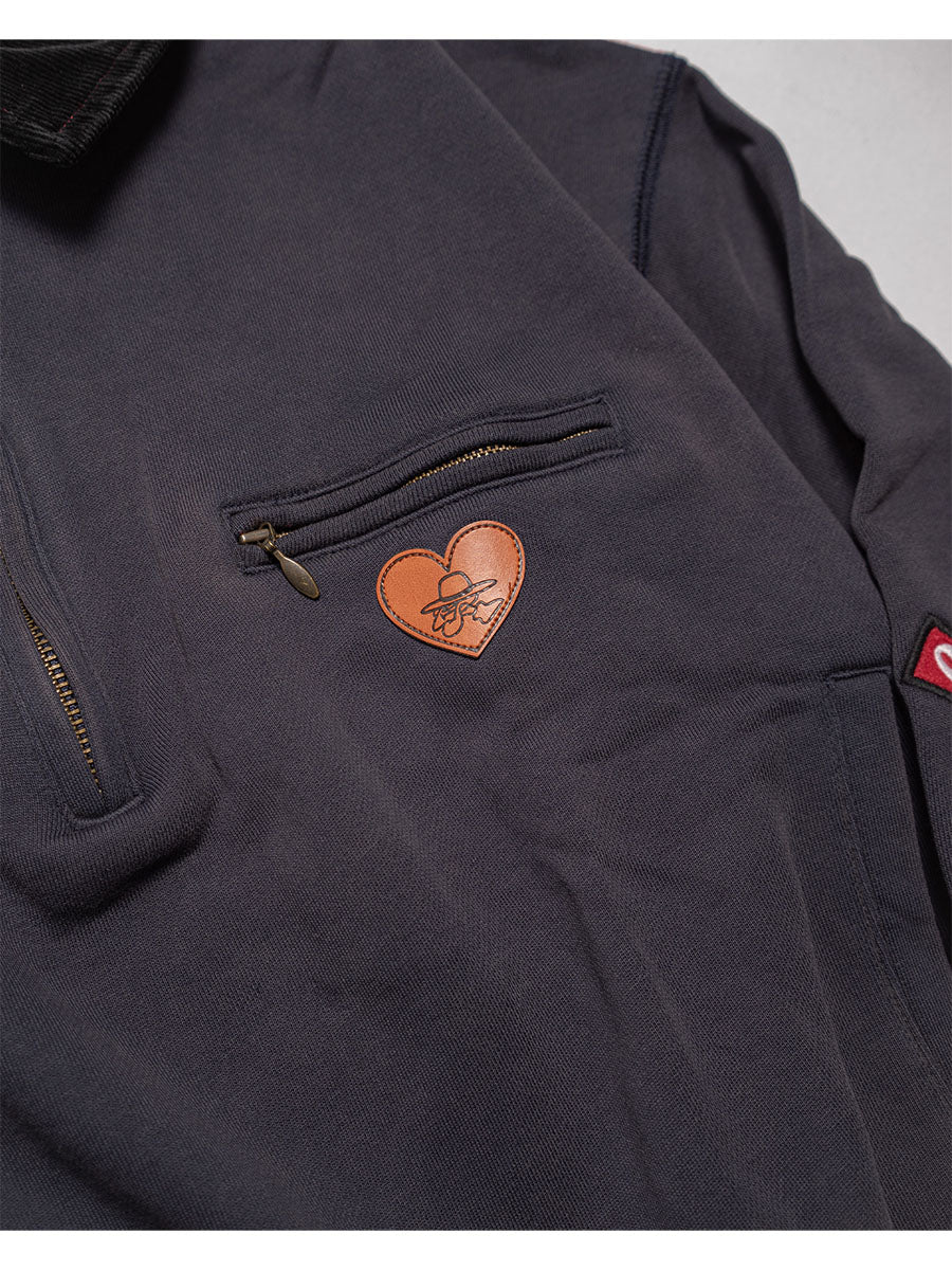 HALF ZIP SWEAT -CHARCOAL-