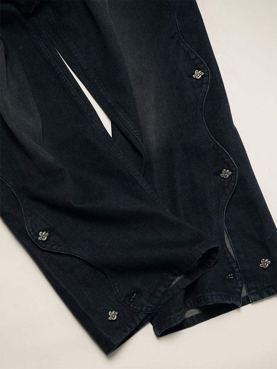WAVE DENIM PANTS -BLACK-