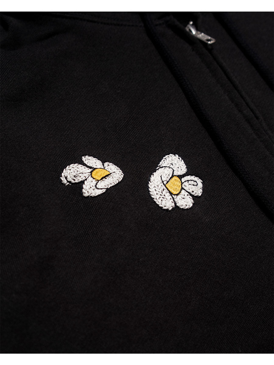 FLOWER ZIP PARKA -BLACK-