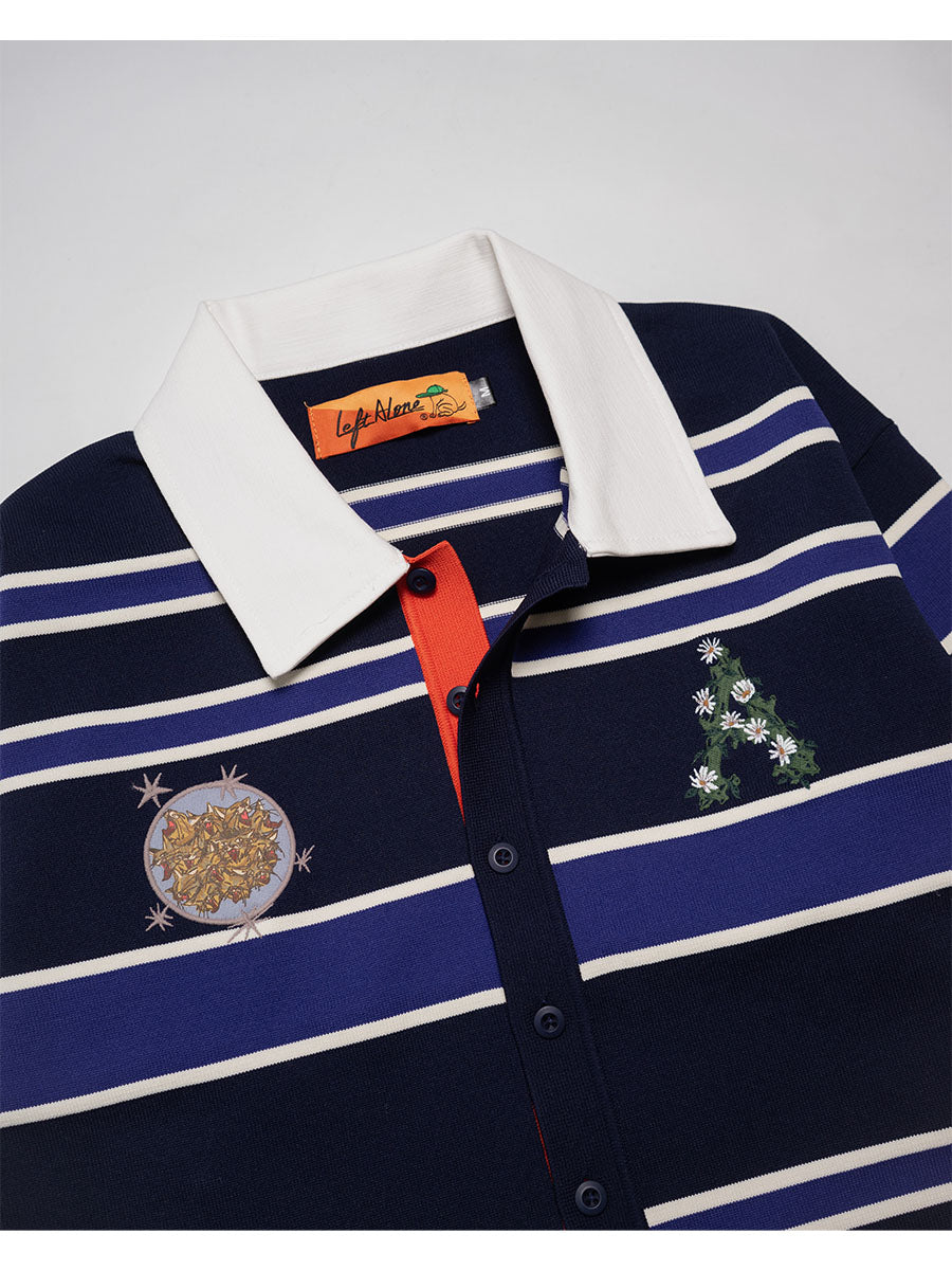 WIDE BORDER KNIT SH -NAVY-