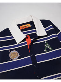 WIDE BORDER KNIT SH -NAVY-