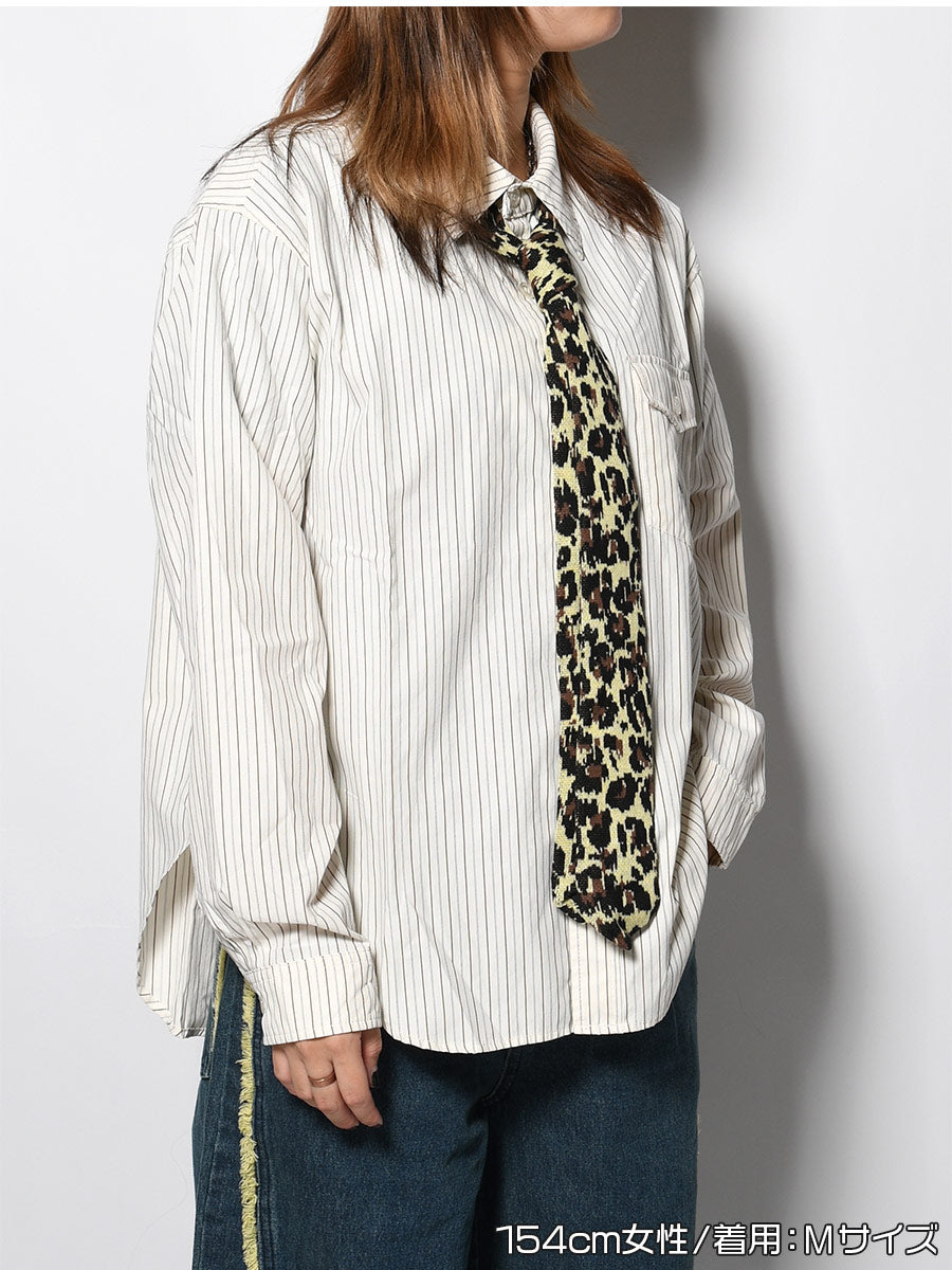 KNIT TIE LS SHIRT -STRIPE(IVORY)-