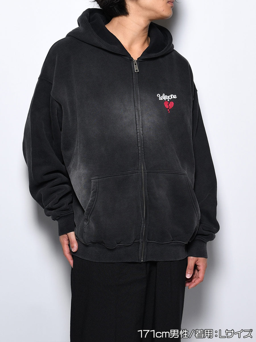 HEART ZIP PARKA -BLACK-