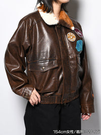 FAKE LEATHER JKT -BROWN-