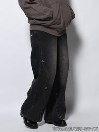 RAW WAVE DENIM PANTS -BLACK-