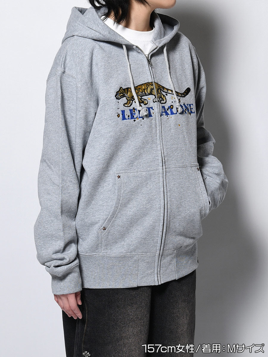 LEOPARD ZIP PARKA -HEATHER GREY-