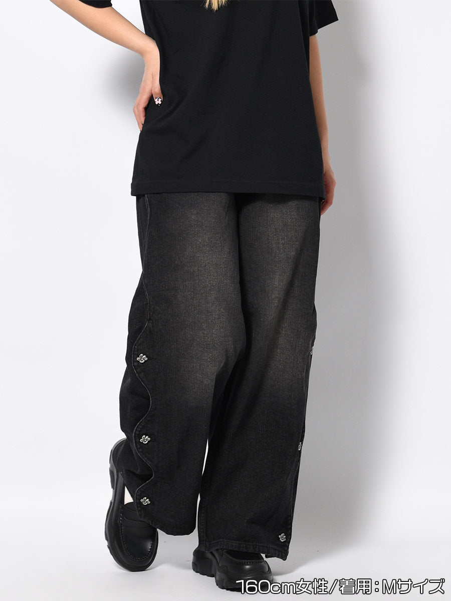WAVE DENIM PANTS -BLACK-