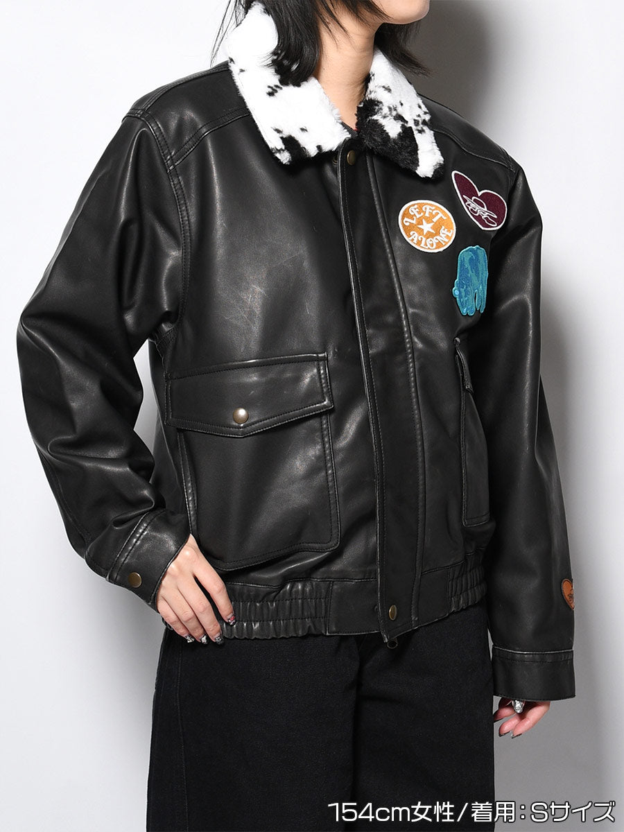 FAKE LEATHER JKT -BLACK-