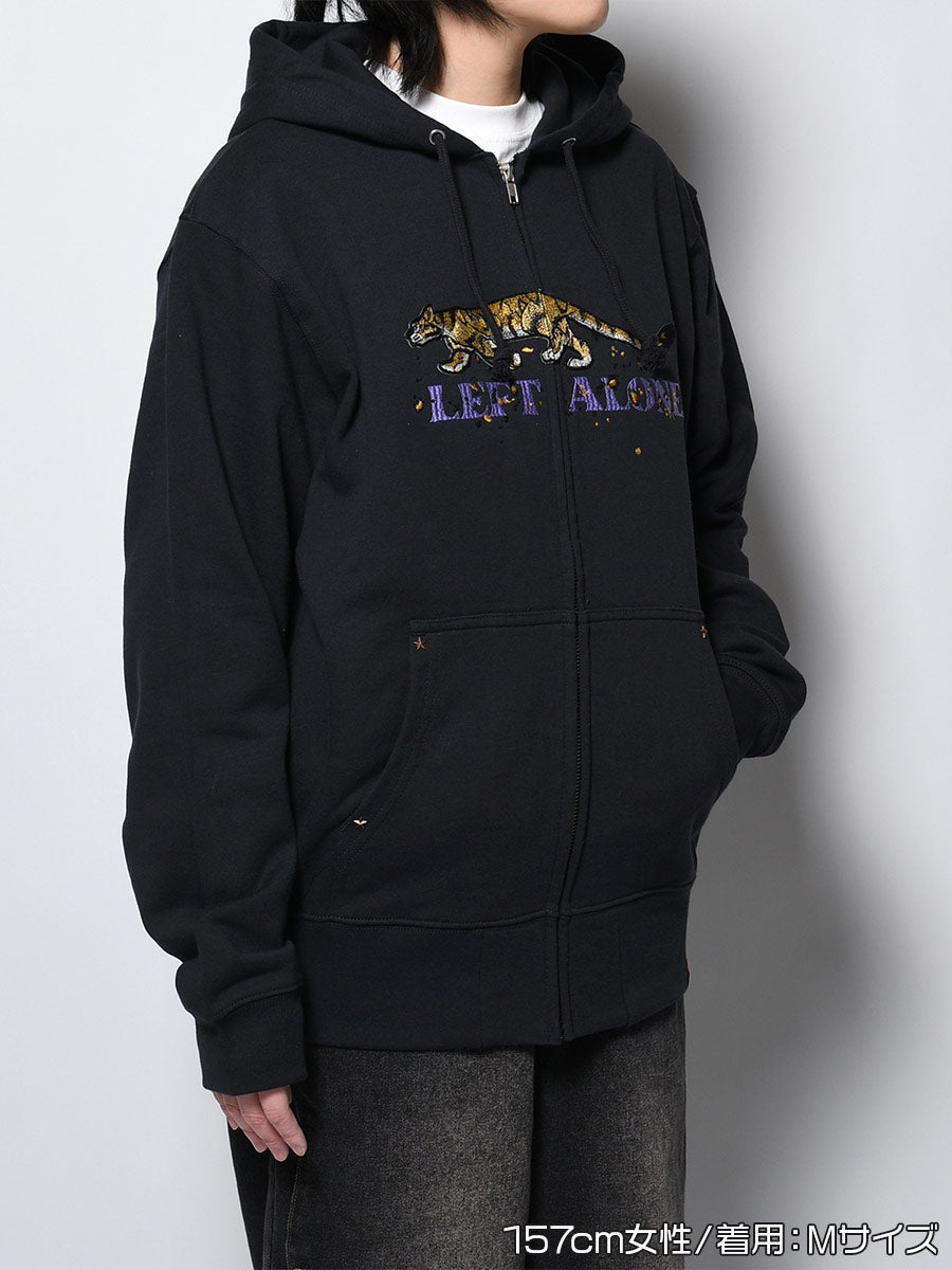 LEOPARD ZIP PARKA -NAVY-