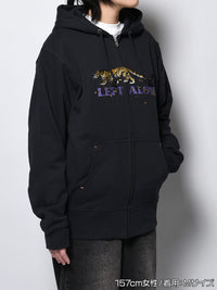 LEOPARD ZIP PARKA -NAVY-