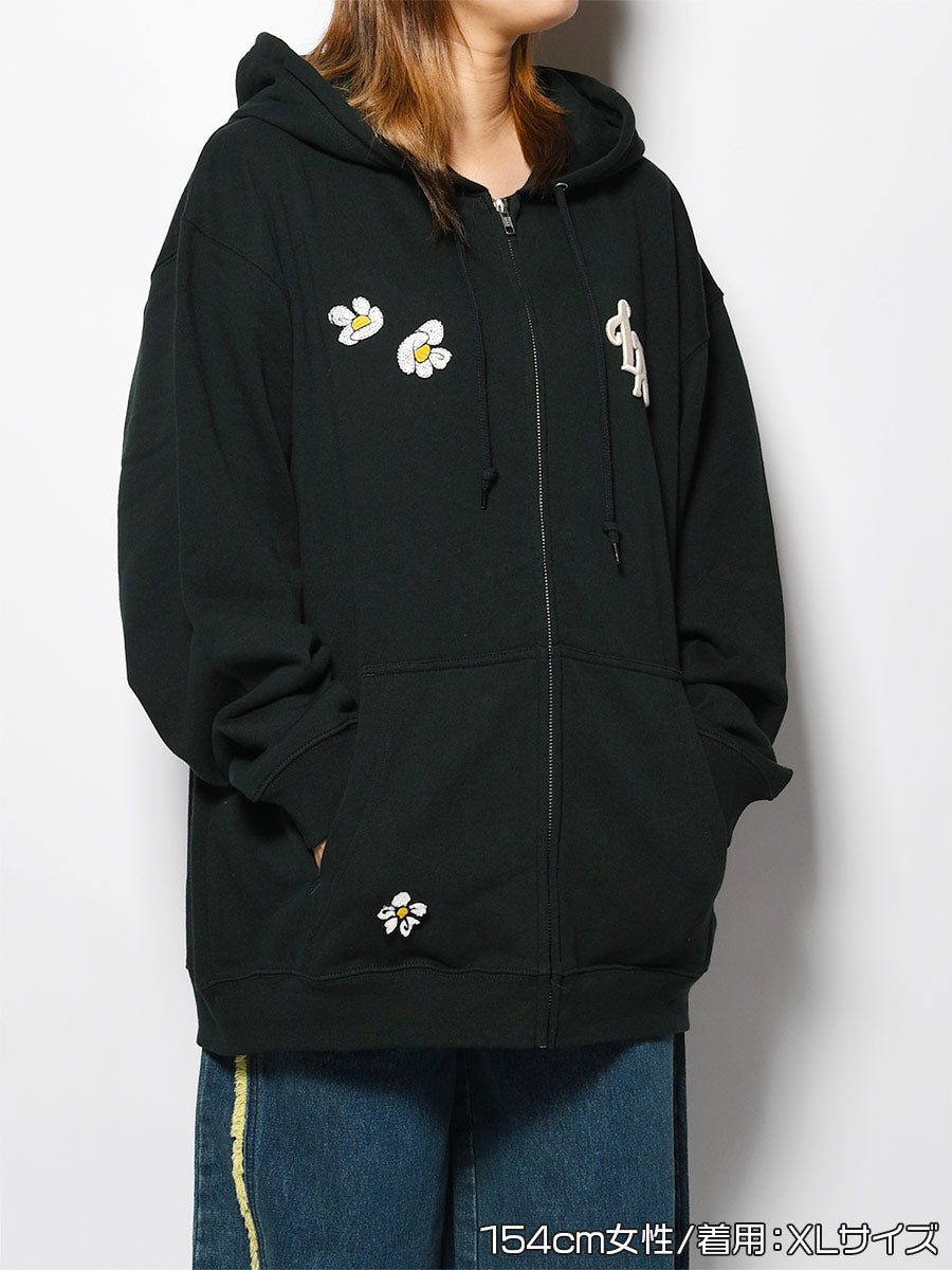 FLOWER ZIP PARKA -GREEN-