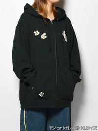 FLOWER ZIP PARKA -GREEN-