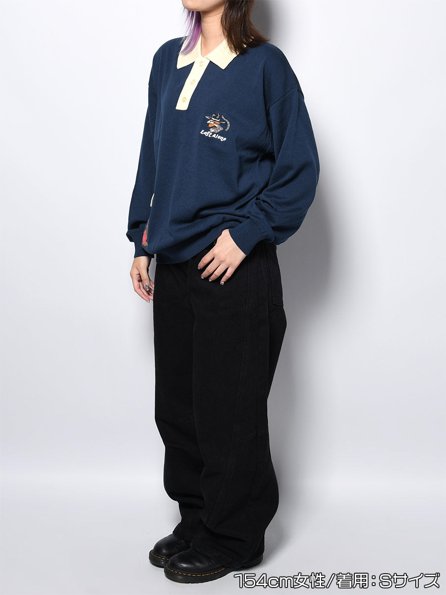 KNIT POLO -NAVY-