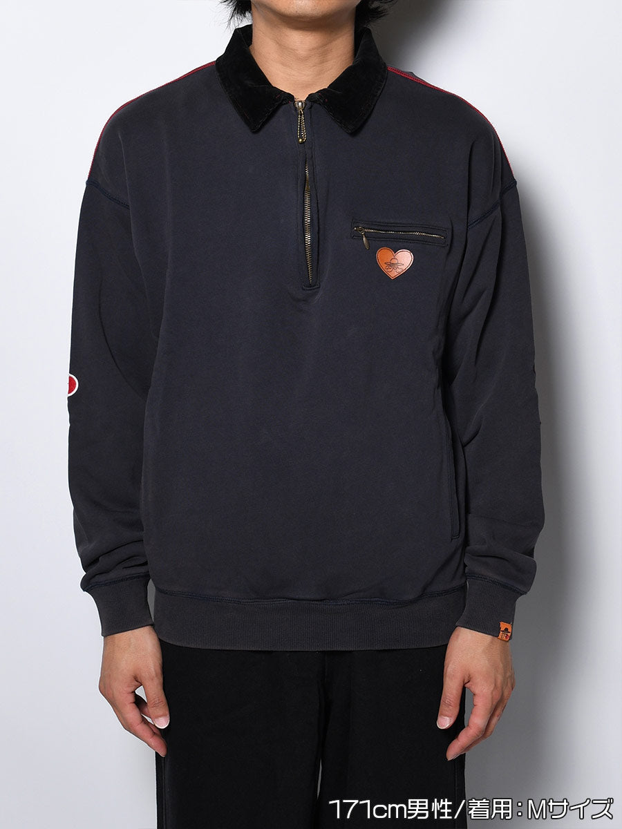 HALF ZIP SWEAT -CHARCOAL-