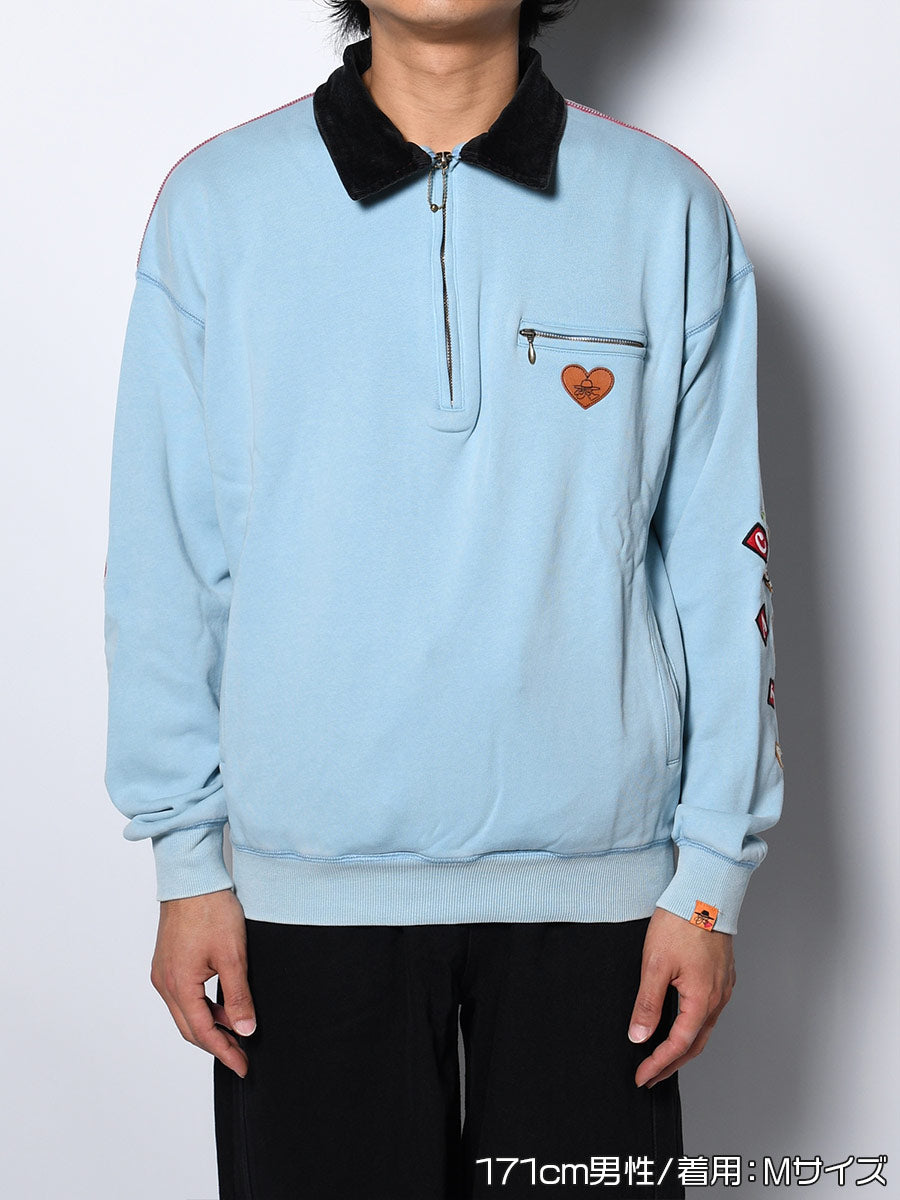 HALF ZIP SWEAT -LIGHT BLUE-