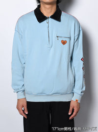 HALF ZIP SWEAT -LIGHT BLUE-
