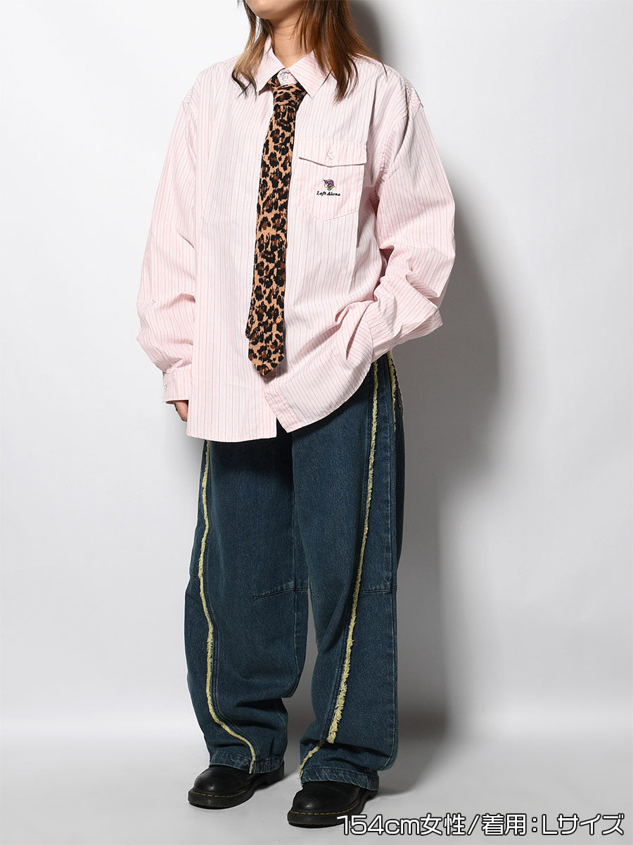 KNIT TIE LS SHIRT -STRIPE2(PINK)-