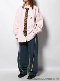 KNIT TIE LS SHIRT -STRIPE2(PINK)-