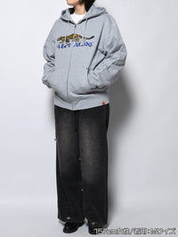 LEOPARD ZIP PARKA -HEATHER GREY-