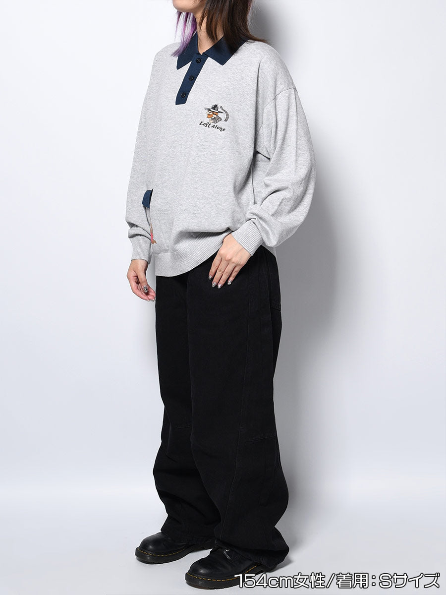 KNIT POLO -GREY-