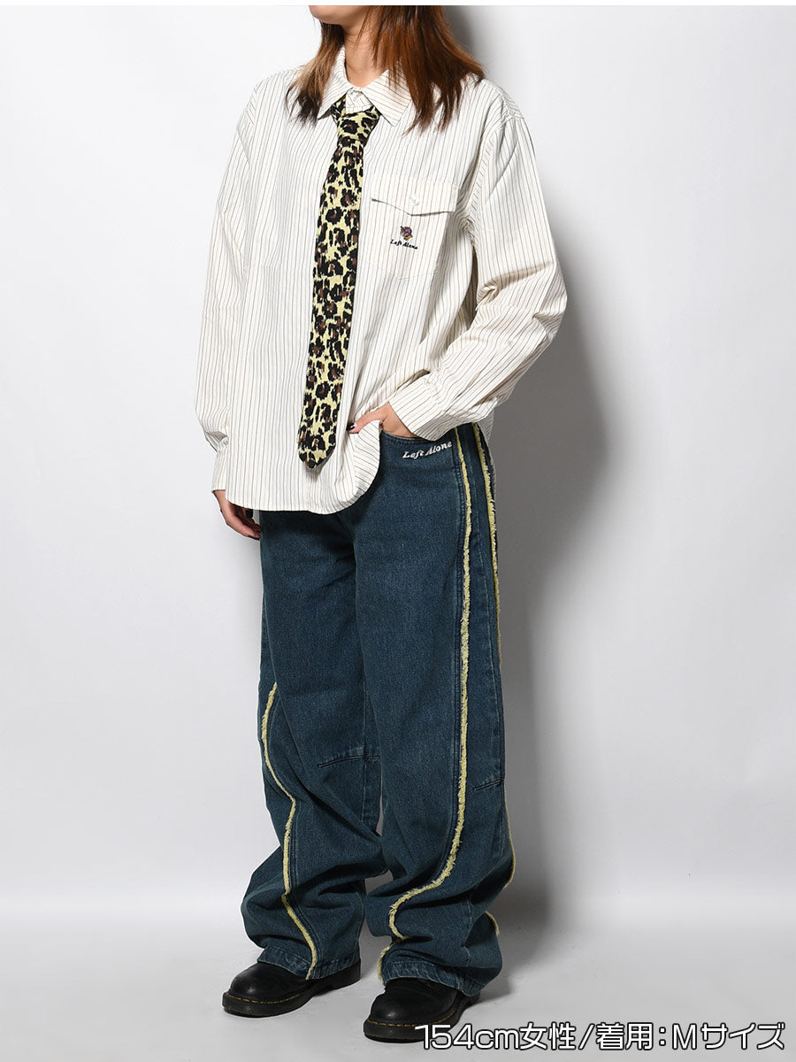 KNIT TIE LS SHIRT -STRIPE(IVORY)-