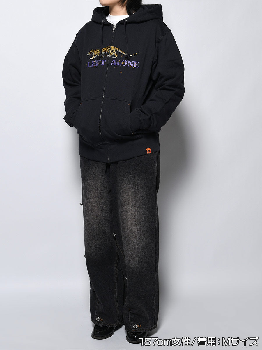 LEOPARD ZIP PARKA -NAVY-