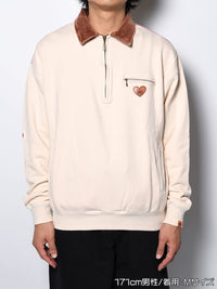 HALF ZIP SWEAT -IVORY-