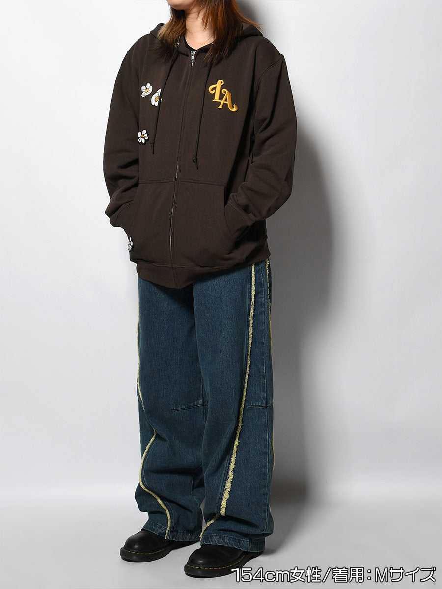FLOWER ZIP PARKA -BROWN-
