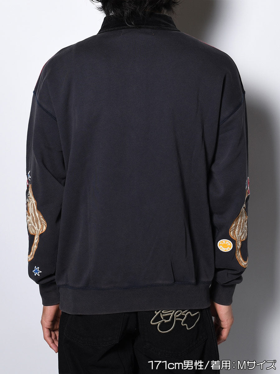 HALF ZIP SWEAT -CHARCOAL-