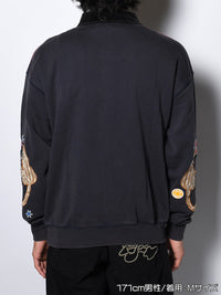 HALF ZIP SWEAT -CHARCOAL-