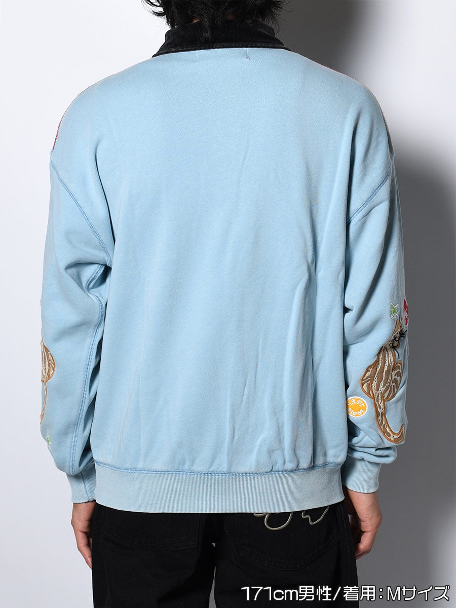HALF ZIP SWEAT -LIGHT BLUE-