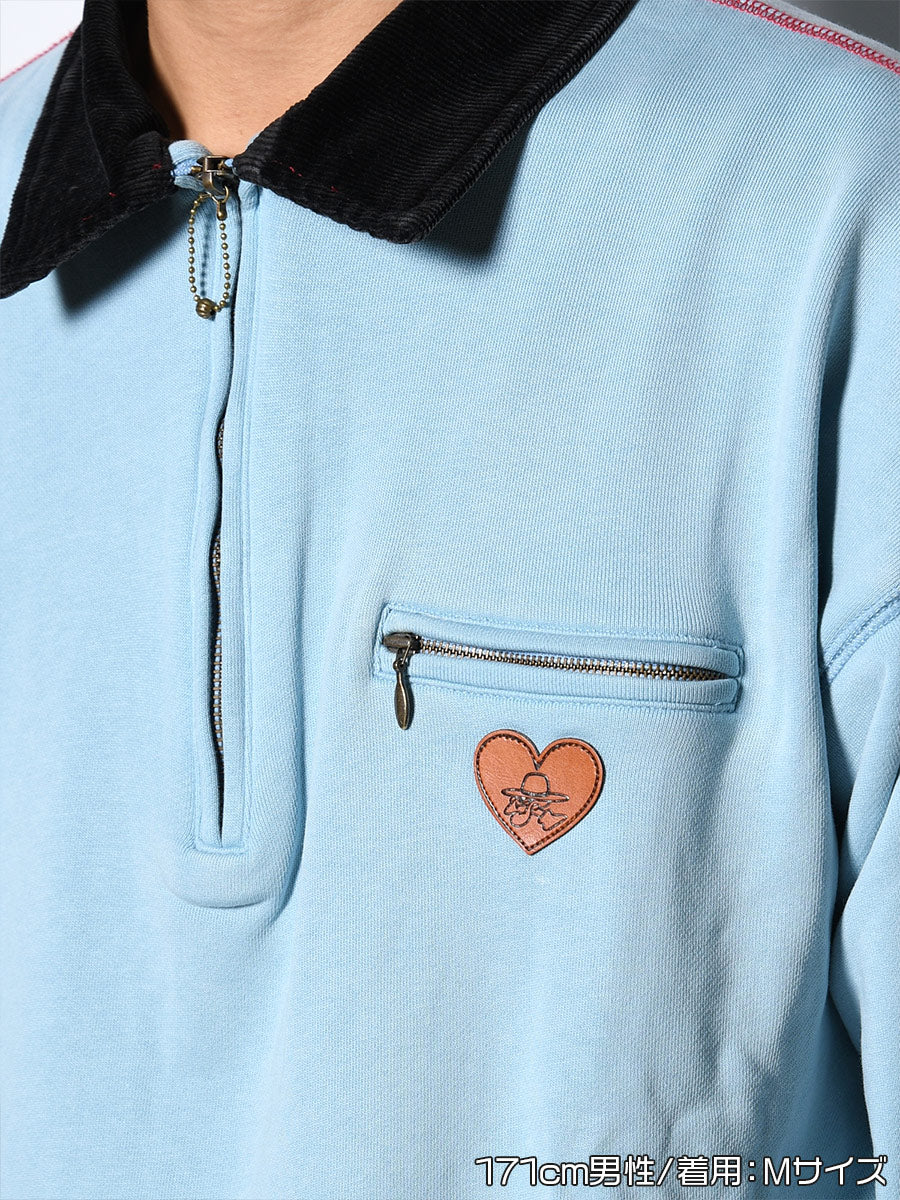 HALF ZIP SWEAT -LIGHT BLUE-