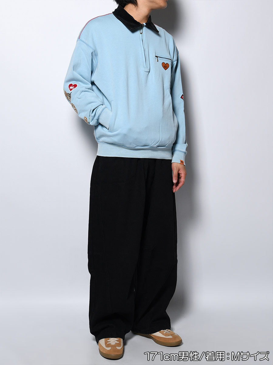 HALF ZIP SWEAT -LIGHT BLUE-