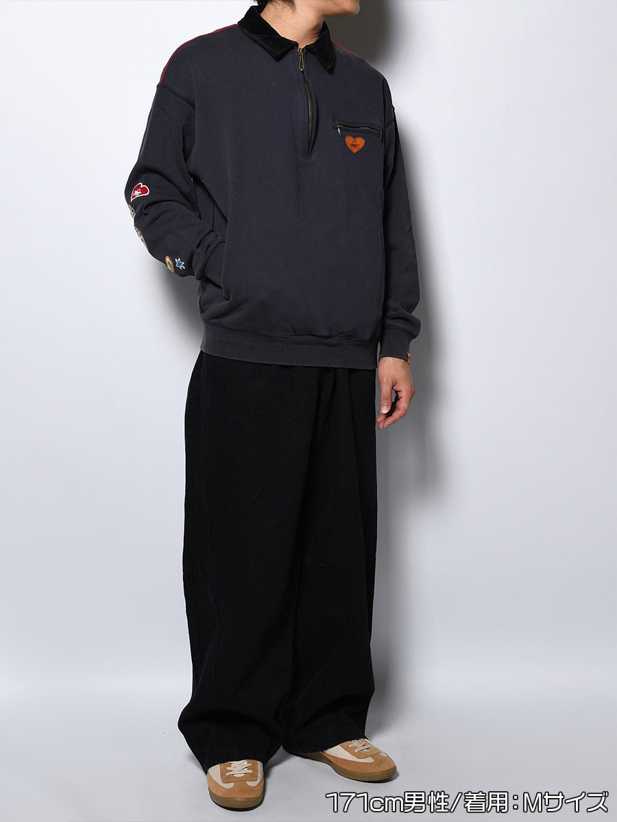 HALF ZIP SWEAT -CHARCOAL-